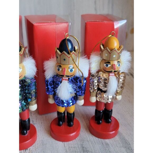 Sequin Nutcracker multicolor ornament Xmas set - Picture 4 of 7